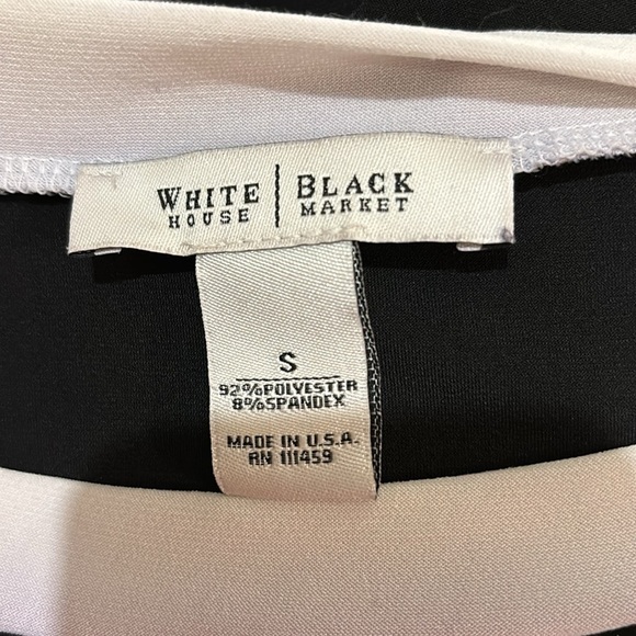 White House Black Market Black with white trim short sleeve dress Sz S - Picture 6 of 7